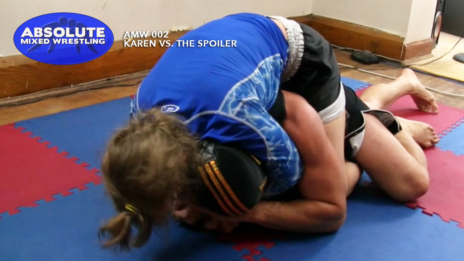 Karen The Spoiler rear naked choke submission intergender apartment Absolute Mixed Wrestling